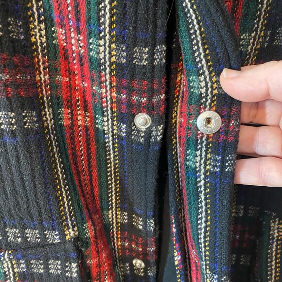 La Miel Plaid Bomber Jacket Large Multicolor Button Front Pockets Retro Grunge - Picture 4 of 9